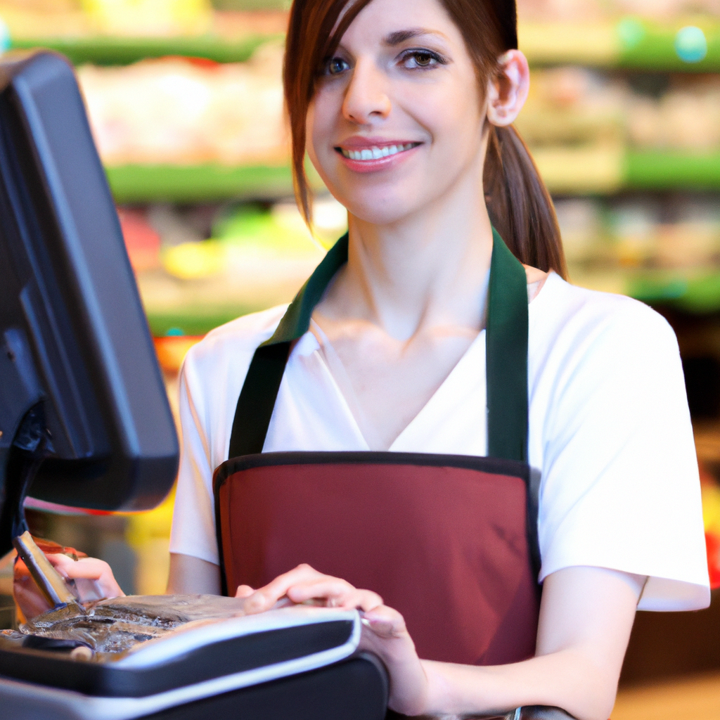 Staff operating supermarket POS Software