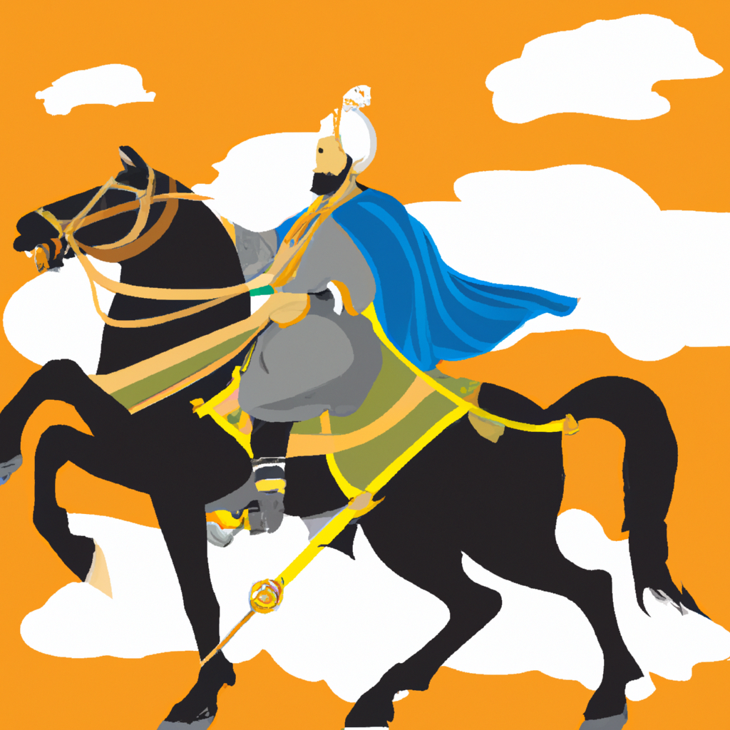 Shivaji Maharaj riding on horse to fight against mughal army